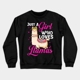 Funny Just A Girl Who Loves Llamas Cute Women Lama Crewneck Sweatshirt